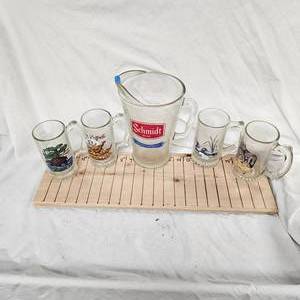 lot 72 image: Schmidt Beer Pitcher with 4 Mugs