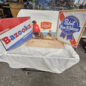 lot 86 image: Heavy Tin Schmidt Beer, PBR, Bazooka, as new signs