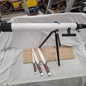 lot 112 image: Telescope and 3 Piece Cutlery Set