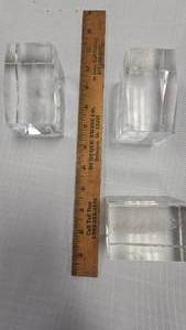 Set of 3 Laser Etched Crystal Art Glass, Wolf, Eagle, San Franscisco