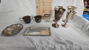 lot 17 image: Chalices(4), Butter Crumb Catcher, Sugar and Creamer