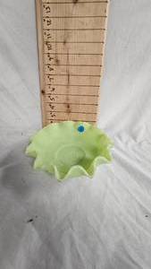 lot 19 image: Fenton Green Flourscent Lime Green Ruffled Bowl