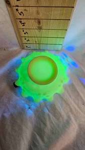 lot 19 image: Fenton Green Flourscent Lime Green Ruffled Bowl