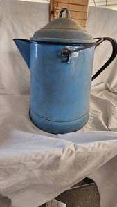 lot 37 image: Blue Enamel Coffee Pot