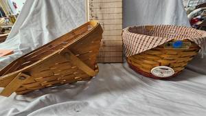 lot 48 image: Longaberger Homestead Collection Basket and Angled Basket