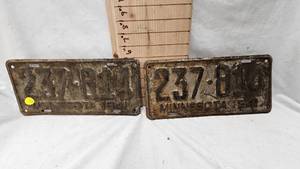 lot 62 image: Pair of Vintage License Plates, matching