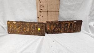 lot 63 image: Pair of Vintage License Plates, matching