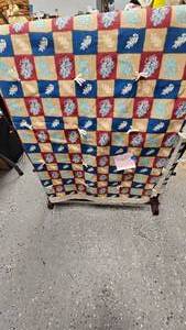 lot 73 image: 75x92 Handmade Quilt, Excellent Condition, no filling but heavy