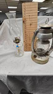 lot 96 image: 1 KeroseneOil Lamp  and Embury No 2 Kerosene Lantern(Air Pilot)