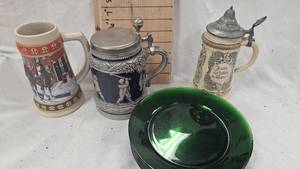 lot 123 image: 2 Lidded Steins, Budweiser Stein