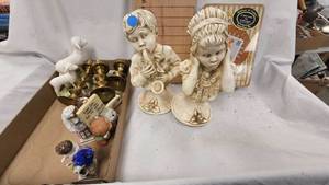 lot 139 image: VTG Vaugh Boy Playing SaxVictorian Girl, 1970s Meissen Porcelain Figures