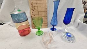 lot 168 image: Vintage Viking Glass Greeen Compote Bowl