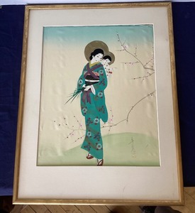 lot 44 image: Japanese Watercolor Painting on Silk