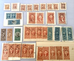 lot 56 image: Group of 38 Vintage U.S. Internal Revenue Documentary Stamps