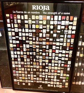 lot 113 image: Pair of Framed Posters Rioja Wine Labels and Cianti Map