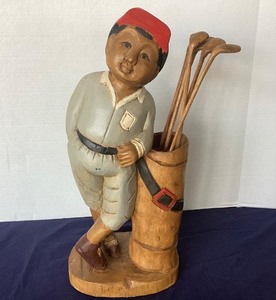 lot 127 image: Wooden Golfer Figure