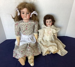 lot 201 image: Pair of Antique German Bisque Dolls