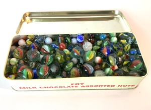 lot 232 image: Tin Full of Vintage Marbles
