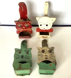 lot 240 image: 4 Vintage Wooden Wall Mounted Match Boxes Lot #2