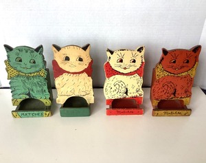 lot 245 image: 4 Vintage Wooden Wall Mounted Match Boxes Lot #7