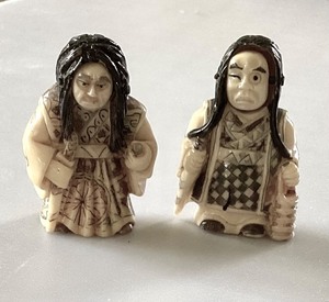 lot 37 image: Pair of Vintage Japanese Two Faced Netsukes #4