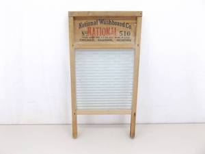 lot 19 image: Antique National #510 Wood and Glass Washboard