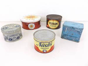 lot 20 image: Lot of Antique Metal Tins
