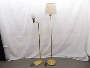 lot 7 image: 2 WORKING Vintage SOLID BRASS Pharmacy Floor Lamps