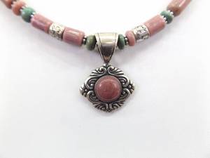 lot 55 image: .925 Sterling Silver Carolyn Pollock Rhodonite Pendant Necklace