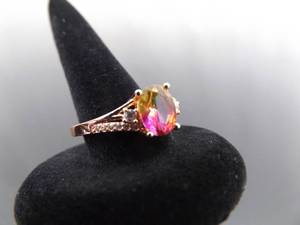 lot 68 image: NEW .925 Sterling Silver Multi Colored Crystal Rose Gold Vermeil Ring Size 11