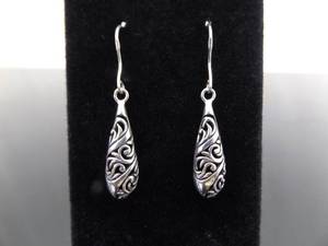 lot 74 image: .925 Sterling Silver Scrolled Dangle Hook Earrings