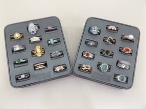 lot 78 image: Lot of 24 Higher End Fashion Rings in 2 Holders