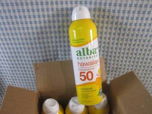 lot 76 image: (EC1) 6 Cans of Alba Botanica Sunsc...