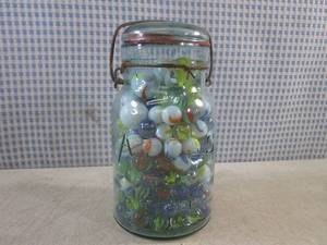 lot 102 image: (BSB) Jar of Assorted Marbles in Vi...