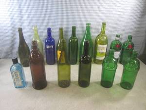 lot 131 image: (D-2) Assorted Colored Glass Bottle...