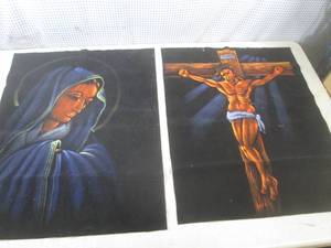 lot 146 image: (CSB) 2 Vintage Velvet Paintings 25...