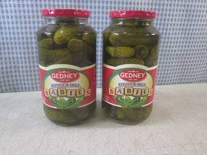 lot 212 image: (C-3) 2 Jars of Gedney Kosher Dill ...