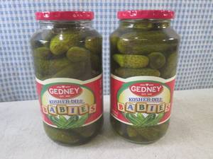 lot 214 image: (C-3) 2 Jars of Gedney Kosher Dill ...