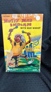 lot 27 image: Vintage Battery Operated Nutty Mad Indian Toy with War Whoop