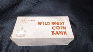 lot 46 image: Vintage Wild West Coin Bank with Instructions and Box
