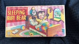 lot 70 image: Vintage Battery Operated Sleeping Baby Bear Toy with Original Box