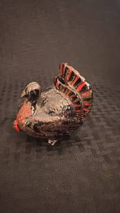 lot 101 image: Vintage Cast Iron Turkey Figurine with Paint Loss