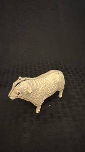 lot 103 image: Cast Iron Lamb Figurine Bank with Paint Loss