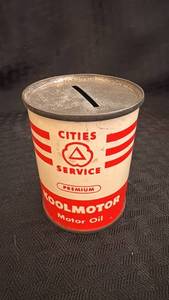 lot 147 image: Vintage Cities Service Koolmotor Motor Oil Coin Bank