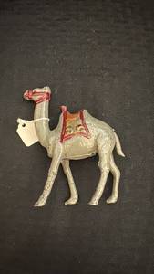 lot 170 image: Vintage Cast Metal Camel Figurine Bank with Painted Saddle