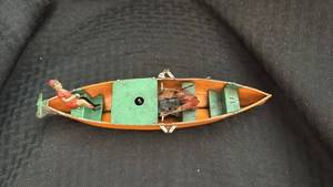 lot 201 image: Vintage Tinplate Toy Canoe with Missing Parts