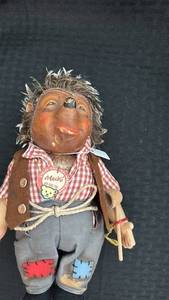 lot 209 image: Vintage Steiff Mecki Hedgehog Doll with Wear and Paint Loss
