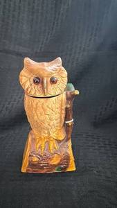 lot 214 image: Antique Ceramic Owl Cookie Jar with Rustic Finish