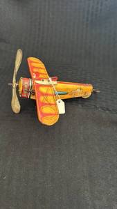 lot 260 image: Vintage Tin Toy Airplane with Propeller