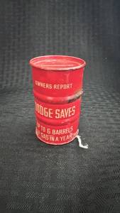 lot 263 image: Vintage Red Switch to Dodge Promotional Tin Can